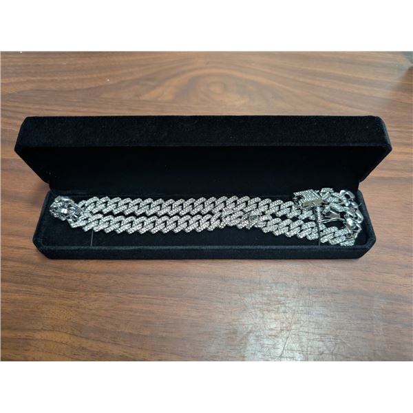 NEW Platinum Plated 14.0mm Iced Out Cuban Link Necklace - 19.5" Long