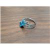 Image 2 : NEW Platinum Plated 1.0tcw Heart Cut Blue Simulated Diamond (CZ) Chanel Ring - Size 7