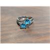 Image 3 : NEW Platinum Plated 1.0tcw Heart Cut Blue Simulated Diamond (CZ) Chanel Ring - Size 7