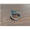 Image 4 : NEW Platinum Plated 1.0tcw Heart Cut Blue Simulated Diamond (CZ) Chanel Ring - Size 7