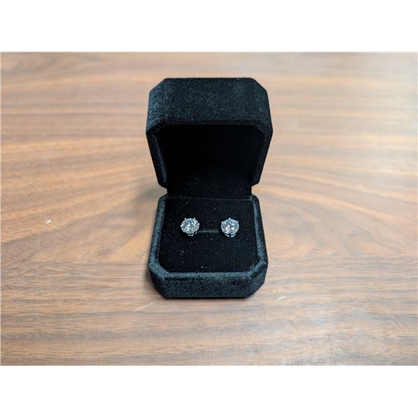 NEW Platinum Plated 2.0ct Each Simulated Diamond (CZ) Stud Earrings