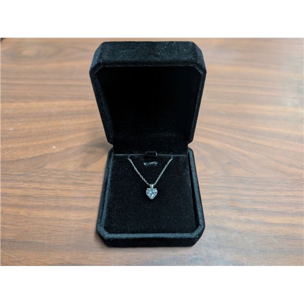 NEW 925S 2.0ct Heart Cut Simulated Diamond (CZ) Solitairre Necklace, Adjustable 16" - 18" Long, Moun