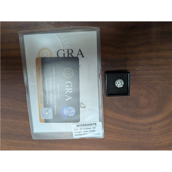 NEW 4.0 Carat Moissanite Lab Diamond, Round Brilliant Cut - GH - VVS1, GRA Report, Tests Positive wi