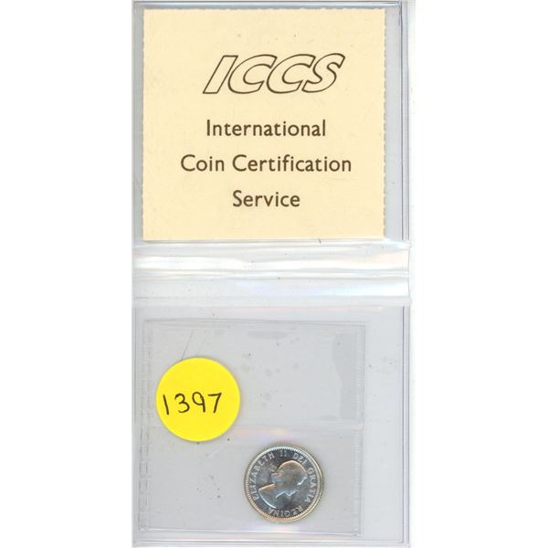 1960 Canadian Silver Ten Cents - ICCS MS-64