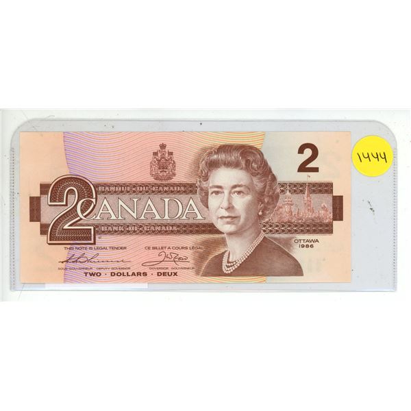 1986 Bank Of Canada Two Dollar Bank Note
