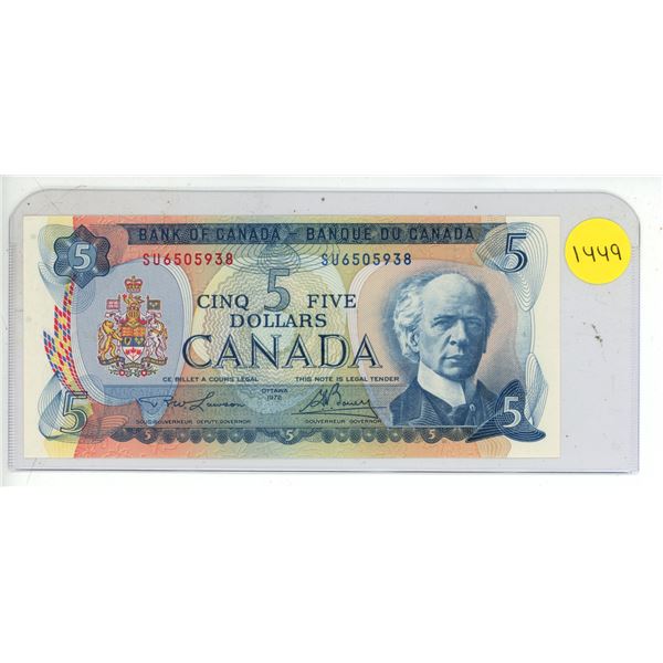 1972 Bank Of Canada Five Dollar Bank Note