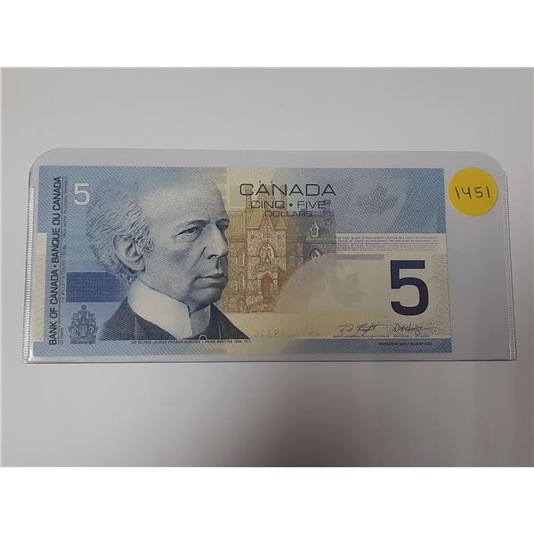 2002 Bank Of Canada Five Dollar Bank Note