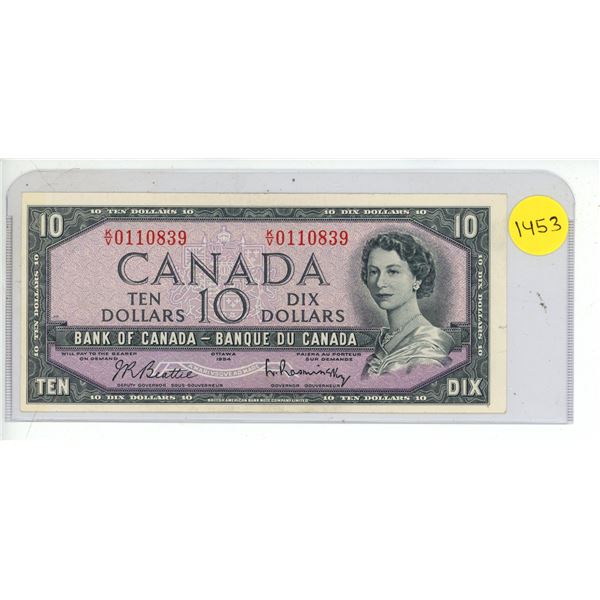 1954 Bank Of Canada Ten Dollar Bank Note