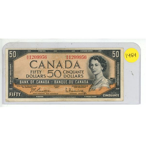1954 Bank Of Canada Fifty Dollar Bank Note