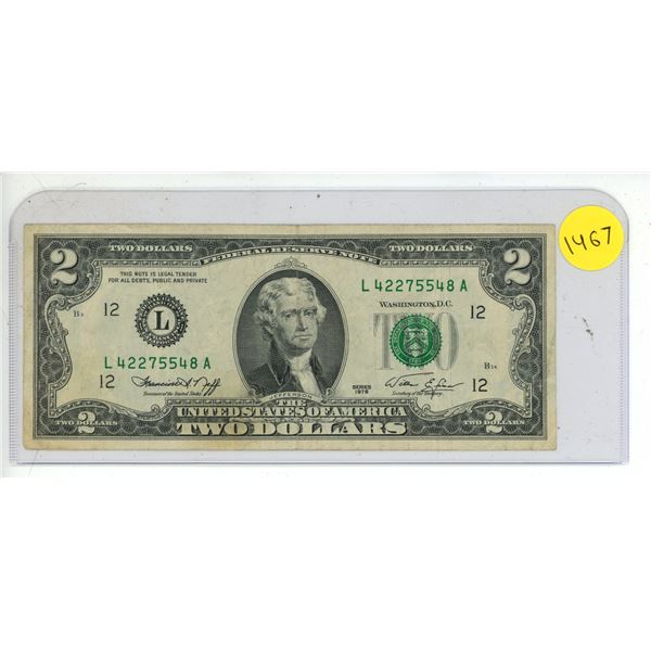 1976 USA Two Dollar Bank Note