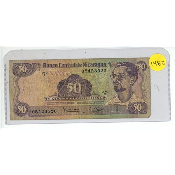 1979 Bank Of Nicaragua Fifty Cordobas Note
