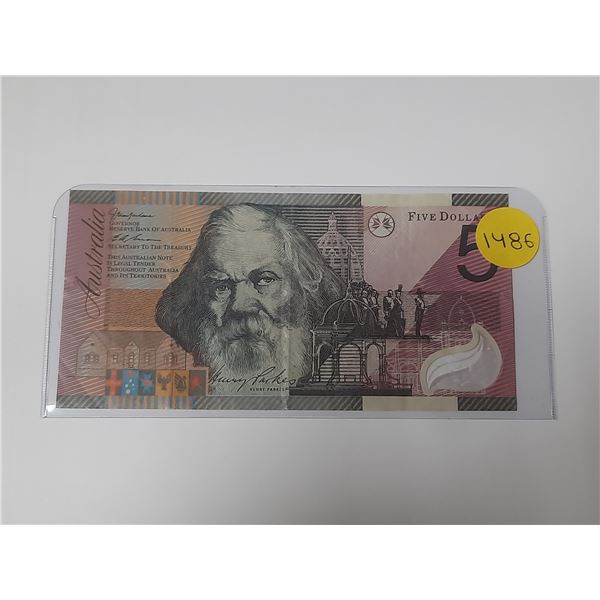 2001 Reserve Of Australia Five Dollar Bank Note
