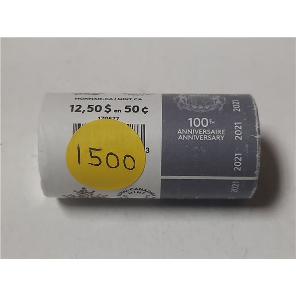 2021 UNC Mint Roll Of Canadian Fifty Cents