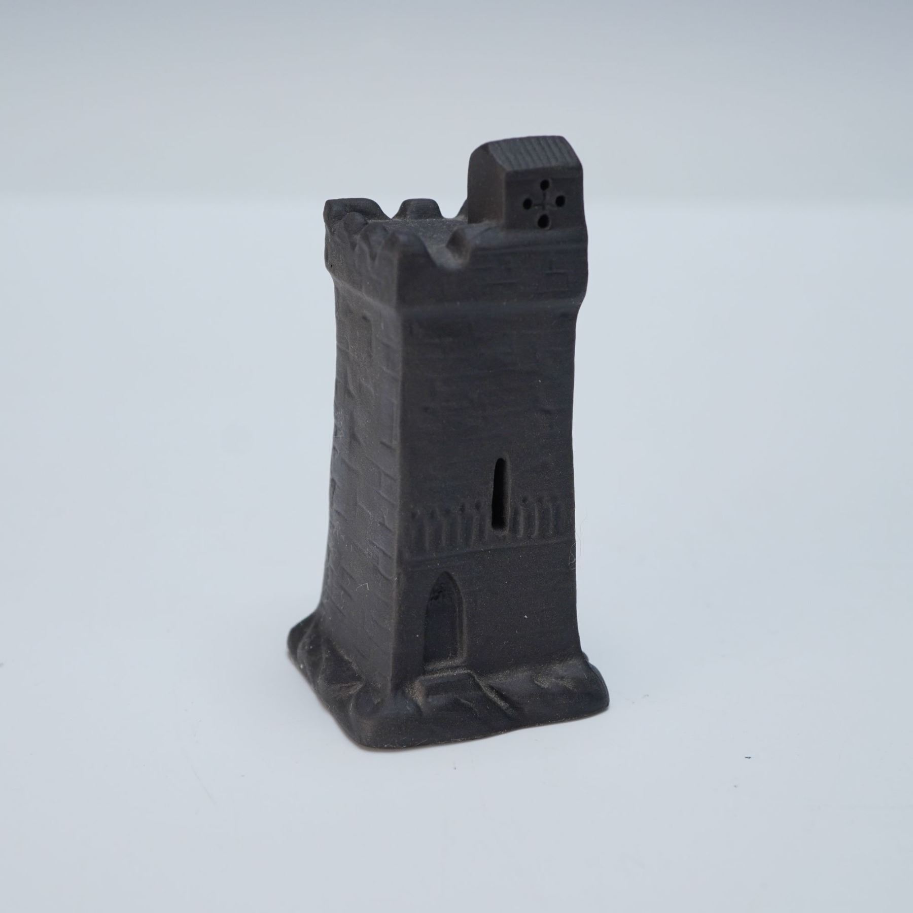 Wedgwood by John Flaxman Black Basalt Chess Piece, Rook