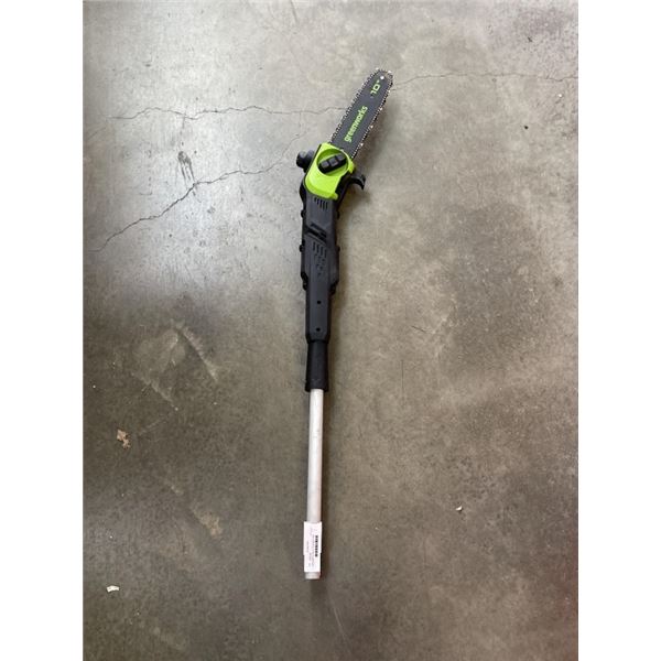 GREENWORKS 80 VOLT CORDLESS POLE CHAINSAW ATTACHMENT
