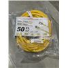 Image 1 : AS NEW HEAVY DUTY 50FT INDOOR OUTDOOR 3 WIRE GROUNDED ELECTRICAL CORD, YELLOW 10AWG