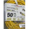 Image 2 : AS NEW HEAVY DUTY 50FT INDOOR OUTDOOR 3 WIRE GROUNDED ELECTRICAL CORD, YELLOW 10AWG