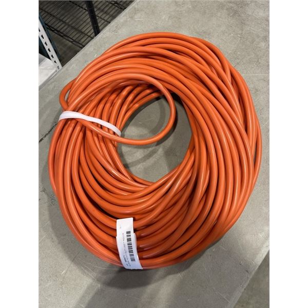 AS NEW HEAVY DUTY 200FT INDOOR OUTDOOR 3 WIRE GROUNDED ELECTRICAL CORD, ORANGE 12AWG