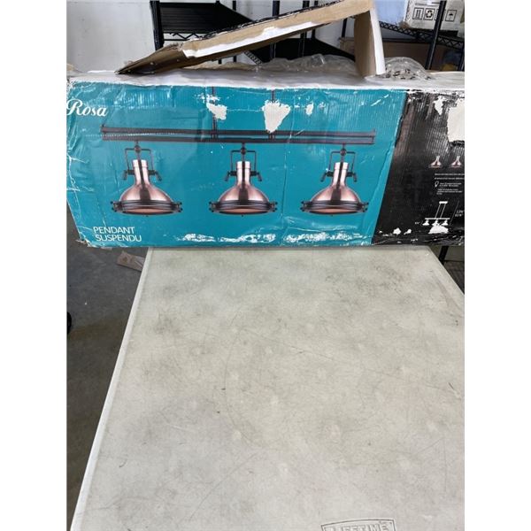 NEW ROSA BRONZE WITH MATTE BLACK FINISH AND GLASS DIFFUSAER 3 LIGHT PENDANT LIGHT