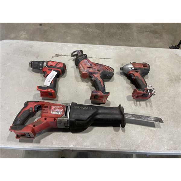 4PC MILWAUKEE M18 POWER TOOLS, NO BATTERIES
