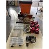 Image 1 : LARGE TOTE OF ASSORTED TOOLS AND HARDWARE