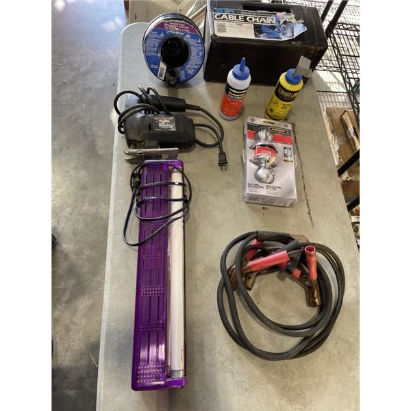 TIRE CHAINS AND JIG SAW AND DRAIN AUGER