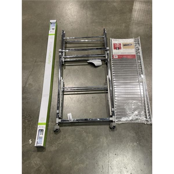 LOT OF TOWEL DRYER WIRE SHELF KIT AND DECORATIVE ROD SET