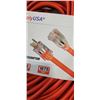 Image 3 : AS NEW HEAVY DUTY 200FT INDOOR OUTDOOR 3 WIRE GROUNDED ELECTRICAL CORD, ORANGE 12AWG
