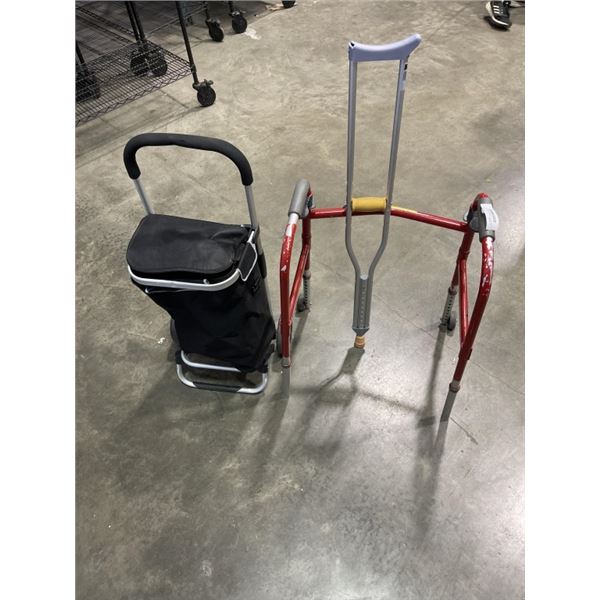 SHOPPING CART WALKER AND CRUTCH