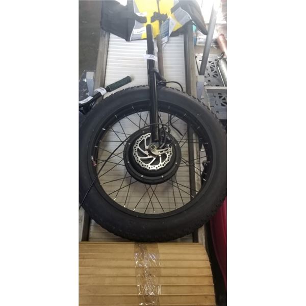 ELECTRIC BIKE FRONT WHEEL MOTOR HUB AND FORK ASSEMBLY