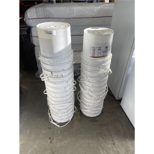2 STACKS OF WHITE FOOD GRADE BUCKETS