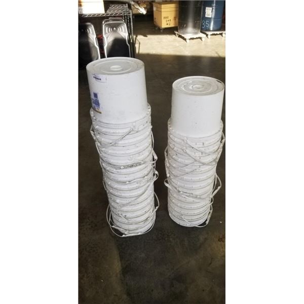 2 STACKS OF WHITE FOOD GRADE BUCKETS