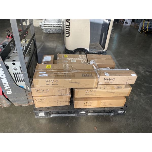 PALLET OF ASSORTED VIVO MOUNTS AND ACCESSORIES