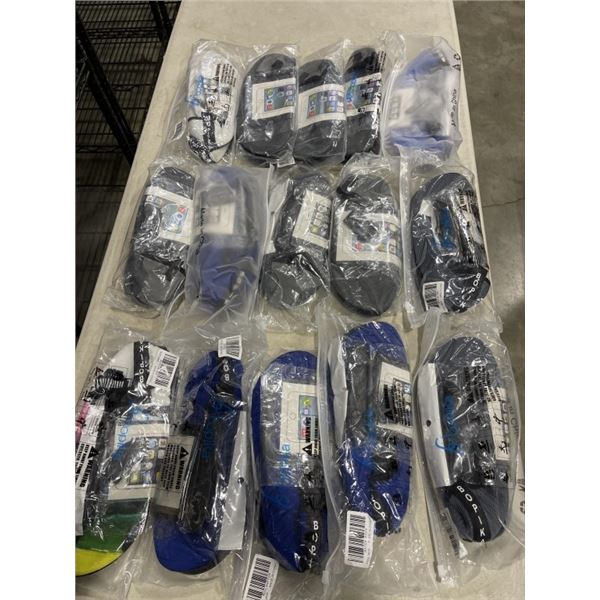 LOT OF VARIOUS WATER SHOES AND WET BAGS