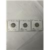 Image 1 : 3 CANADIAN KING GEORGE V LOW MINTAGE SILVER 10 CENT 1932, 1933, 1934 .800 SILVER