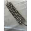 Image 2 : HEAVY VINTAGE SILVER METAL W/ SPARKLING RHINESTONES LINKS BRACELET WRIST SIZE 8-10" MARKED ALDO