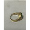 Image 3 : VINTAGE GOLD PLATED STERLING SILVER W/ BC JADE STONE RING SIZE 8.5