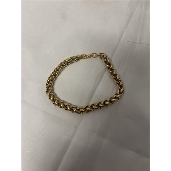 GOLD PLATED HEAVY TWISTED CHAIN BRACELET UNMARKED