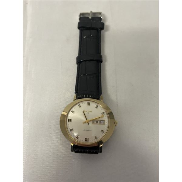 VINTAGE BULOVIA 23 AUTOMATIC WRIST WATCH, SWISS, 'PRESIDENT' DAY DATE, GOOD WORKING CONDITON