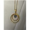 Image 2 : GOLD PLATED PENDANT W/ AUSTRAILIAN BLACK OPAL DOUBLET STONE W/ CHAIN NECKLACE