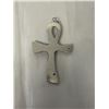 Image 2 : VINTAGE STERLING SILVER CROSS W/ GENUINE TURQUOISE STONE PENDANT 2.5" L, 1.5" W