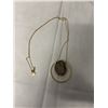 Image 1 : NATURALLY ROCK CRYSTAL STONE PENDANT W/ LONG GOLD FILLED CHAIN NECKLACE 31" LENGTH MARKED SM