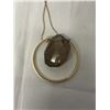 Image 2 : NATURALLY ROCK CRYSTAL STONE PENDANT W/ LONG GOLD FILLED CHAIN NECKLACE 31" LENGTH MARKED SM