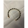 Image 1 : GOLD PLATED TENNIS BRACELET W/ BLUE SAPPHIRE STONES AND GENUINE DIAMONDS 7.5" LENGTH, SAFETY LOCK, U