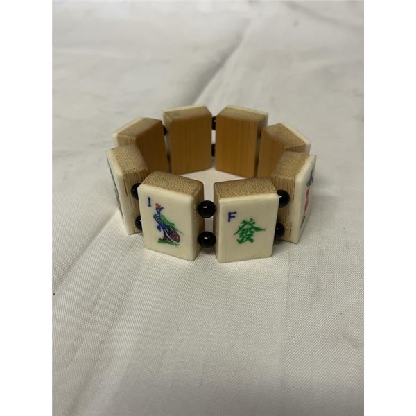 HAND CRAFTED, HAND PAINTED BONE/ WOOD BRACELET