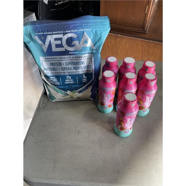SEALED BAG OF VEGA PROTEIN VANILLA, AND PARTIAL CASE OD ALANI NU PROTEIN DRINKS BB/ 2026/2027