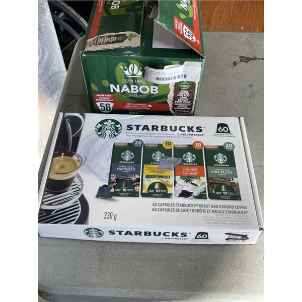 STARBUCKS NESPRESSO PODS, AND NABOB KEURIG PODS