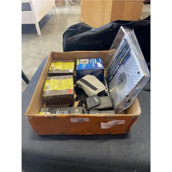 BLOOD PRESSURE MONITOR, NEW LAPTOP COOLING PAD AND DVD+R, 3 VINTAGE CAMERAS