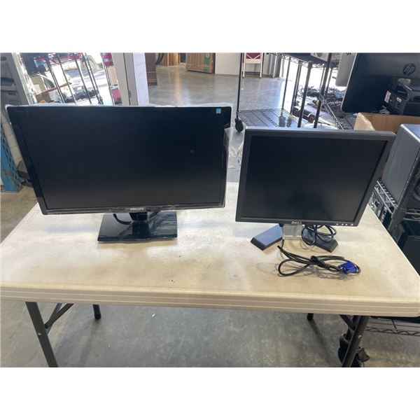 LOT OF 2 MONITORS DELL AND PHILLIPS