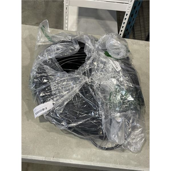 AS NEW HEAVY DUTY 200FT INDOOR OUTDOOR 3 WIRE GROUNDED ELECTRICAL CORD, BLACK 16AWG